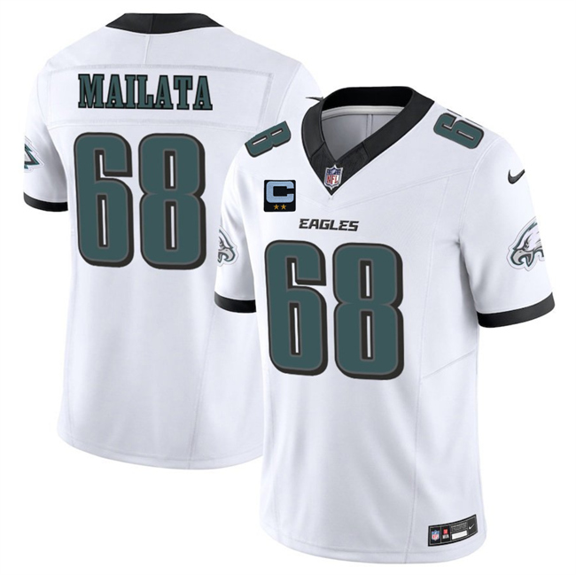Men's White Philadelphia Eagles #68 Jordan Mailata 2025 F.U.S.E. With 2-Star C Patch Vapor Untouchable Limited Stitched Football Jersey